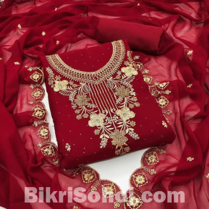 প্রিমিয়াম জর্জেট এমব্রয়ডারি থ্রি -পিস